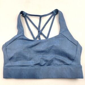 Zyia leather looking strappy back sports bra in size Medium,